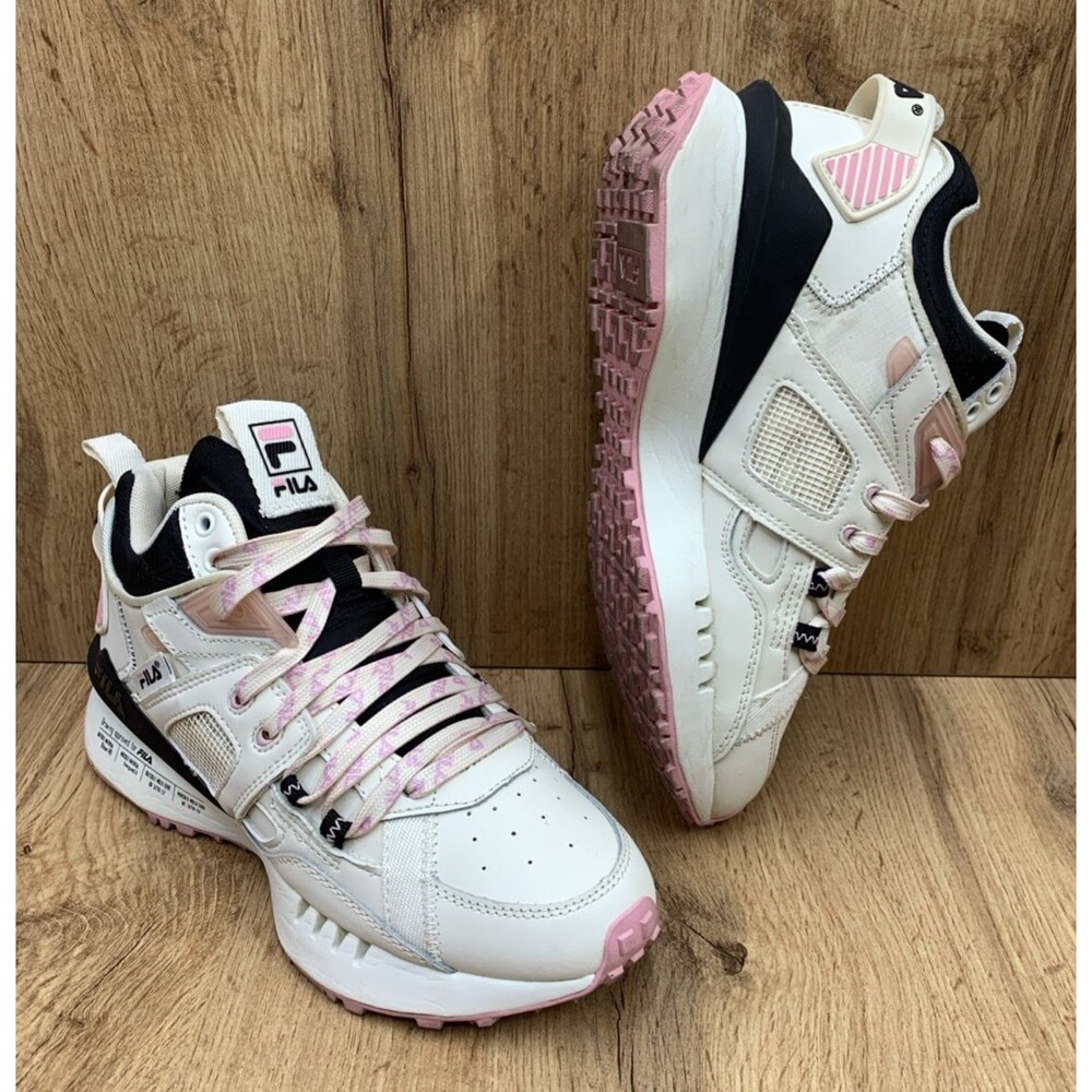 FILA Women Spectra Sneaker Shoes Gardenia Coral Blush Black 5RM01760-119 Size 7